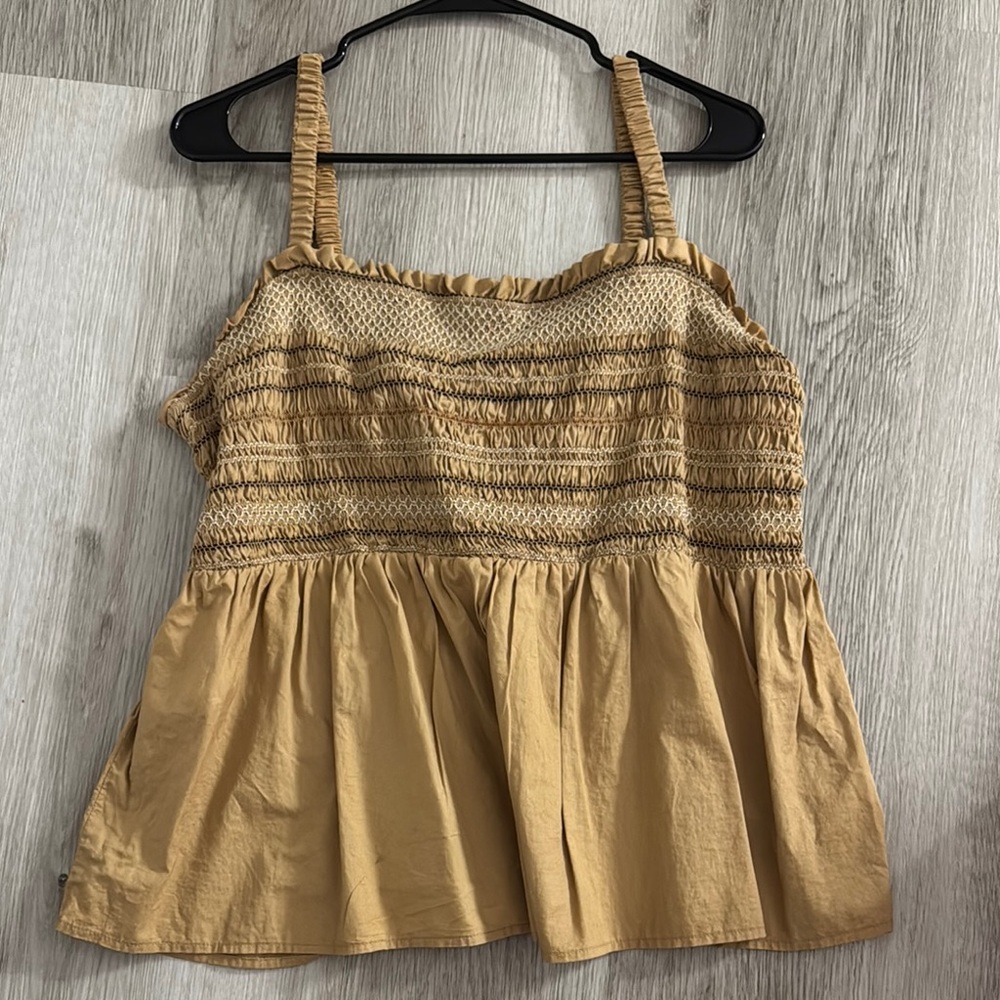 Old Navy Tan Smocked Camisole with Ruffled Tiers